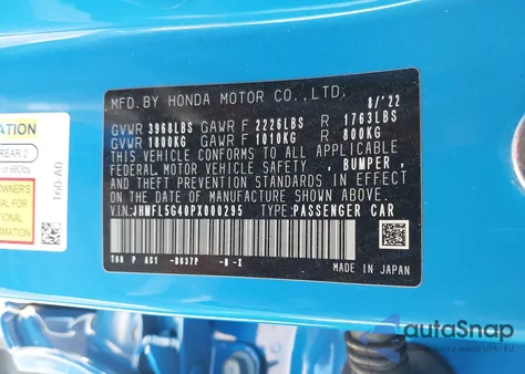 2023 Honda Civic Type R Touring z USA, uszkodzony, nr VIN JHMFL5G40PX000295